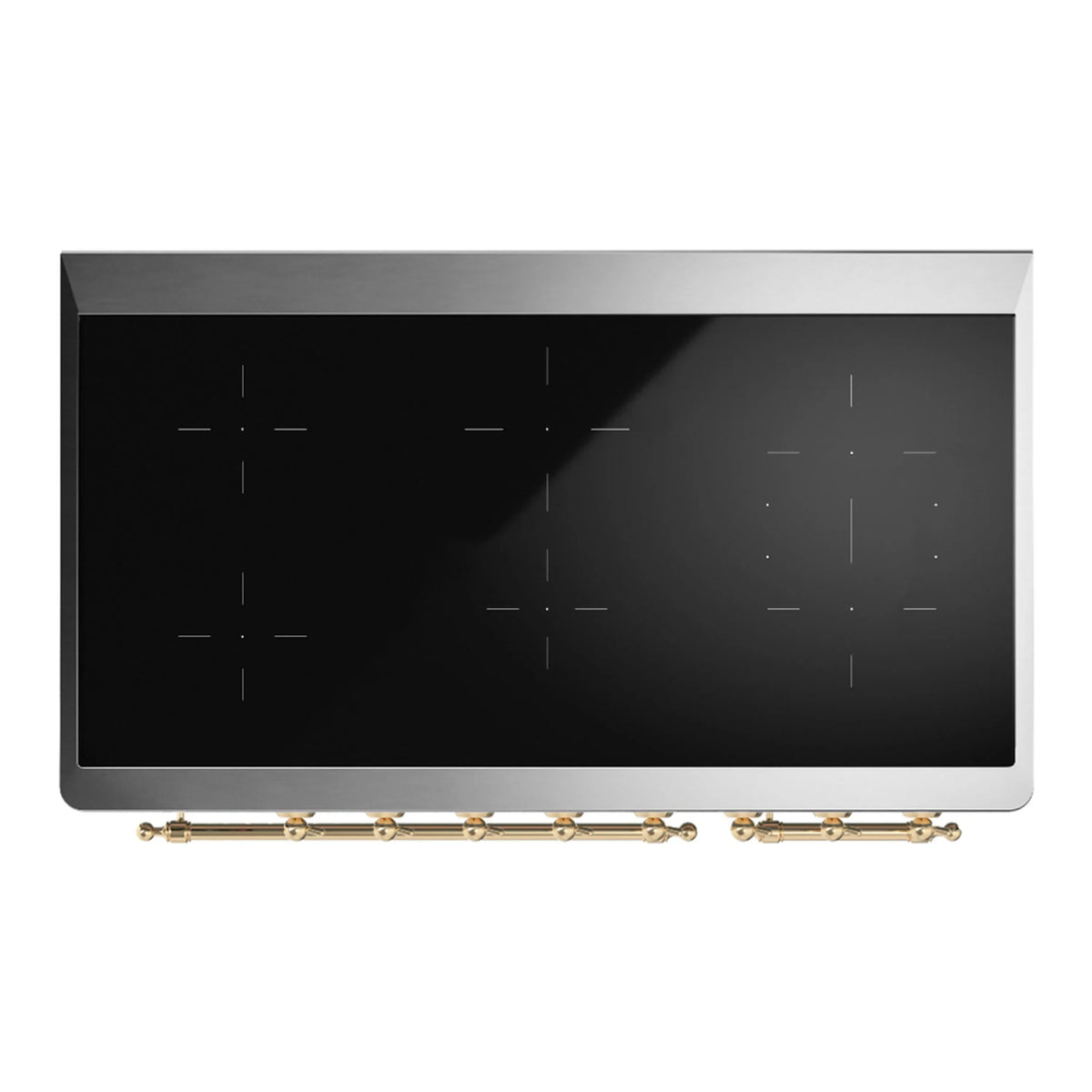 ILVE Majestic III 48-Inch Induction Range, 6 Elements, Solid Door Electric Oven, Glossy Black with Brass Trim (UMIB48QNR3BKG)