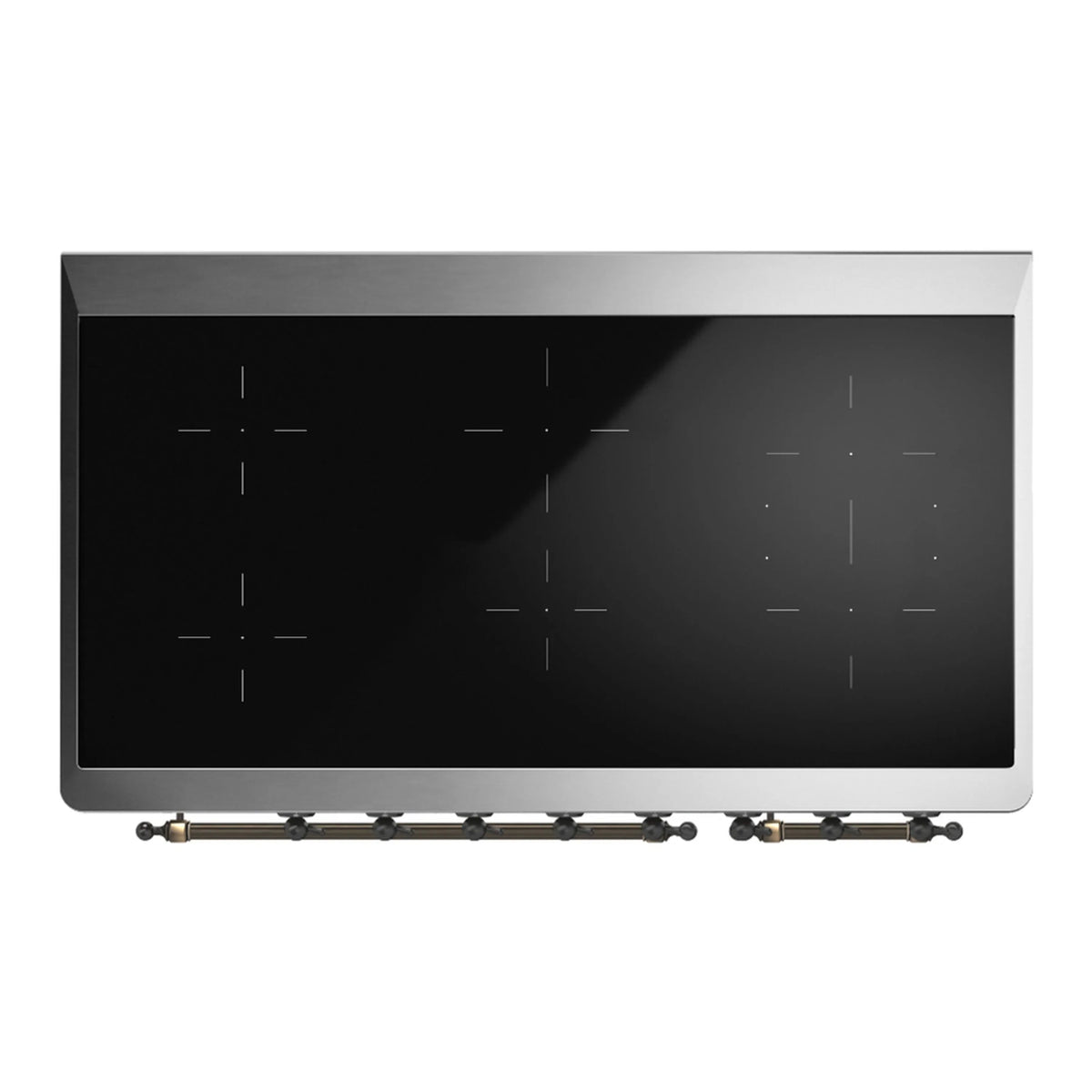 ILVE Majestic III 48-Inch Induction Range, 6 Elements, Solid Door Electric Oven, Burgundy with Burnished Trim (UMIB48QNR3BUB)