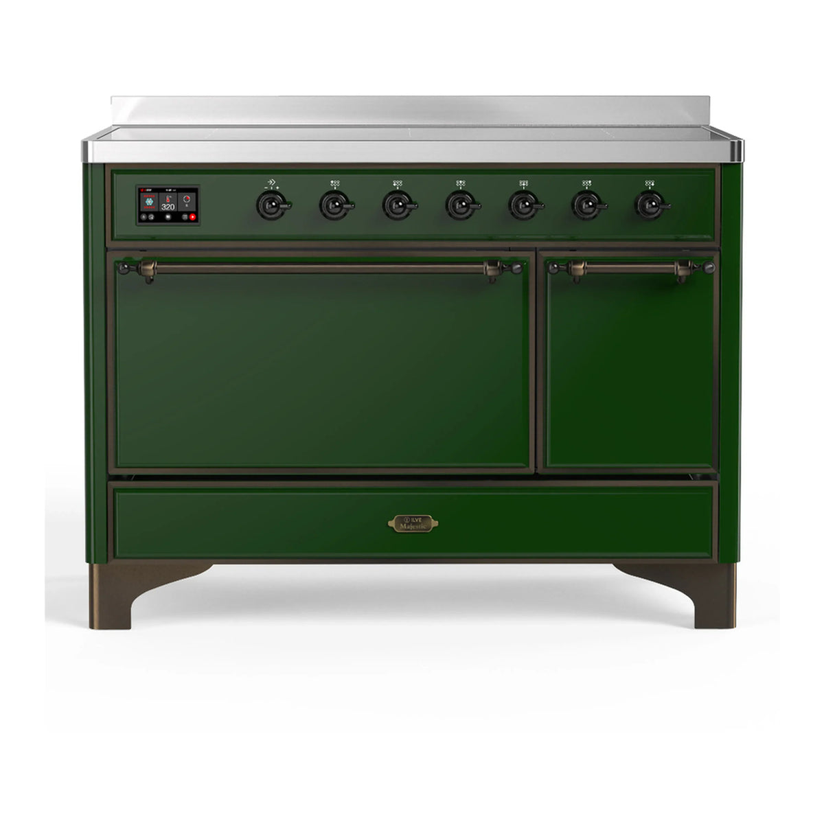 ILVE Majestic III 48-Inch Induction Range, 6 Elements, Solid Door Electric Oven, Emerald Green with Burnished Trim (UMIB48QNR3EGB)