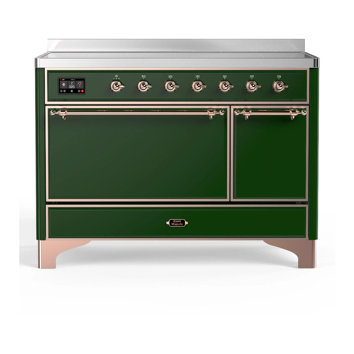 ILVE Majestic III 48-Inch Induction Range, 6 Elements, Solid Door Electric Oven, Emerald Green with Copper Trim (UMIB48QNR3EGP)