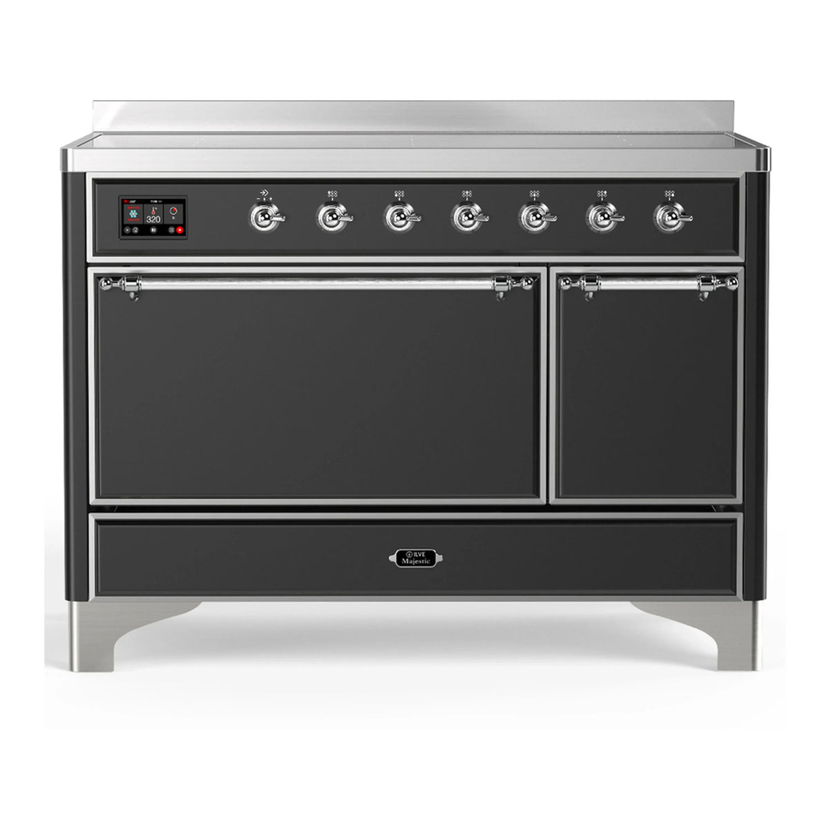 ILVE Majestic III 48-Inch Induction Range, 6 Elements, Solid Door Electric Oven, Matte Graphite with Chrome Trim (UMIB48QNR3MGC)