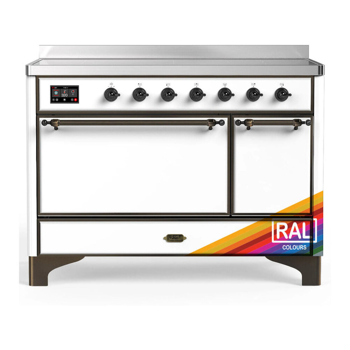 ILVE Majestic III 48-Inch Induction Range, 6 Elements, Solid Door Electric Oven, RAL with Burnished Trim (UMIB48QNR3RAB)