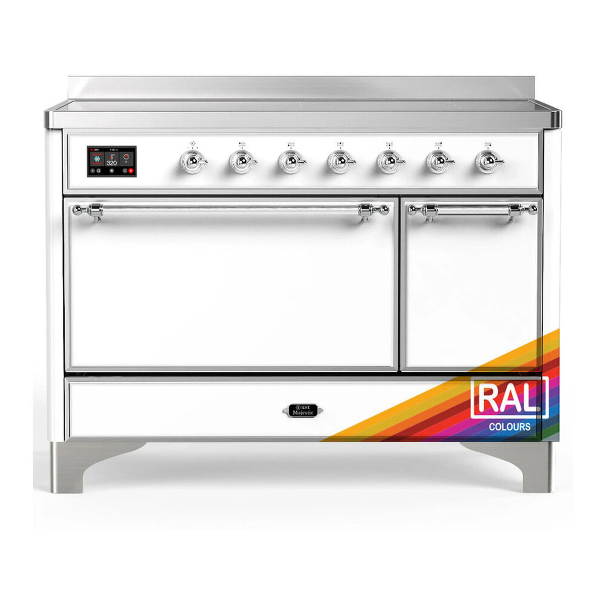 ILVE Majestic III 48-Inch Induction Range, 6 Elements, Solid Door Electric Oven, RAL with Chrome Trim (UMIB48QNR3RAC)