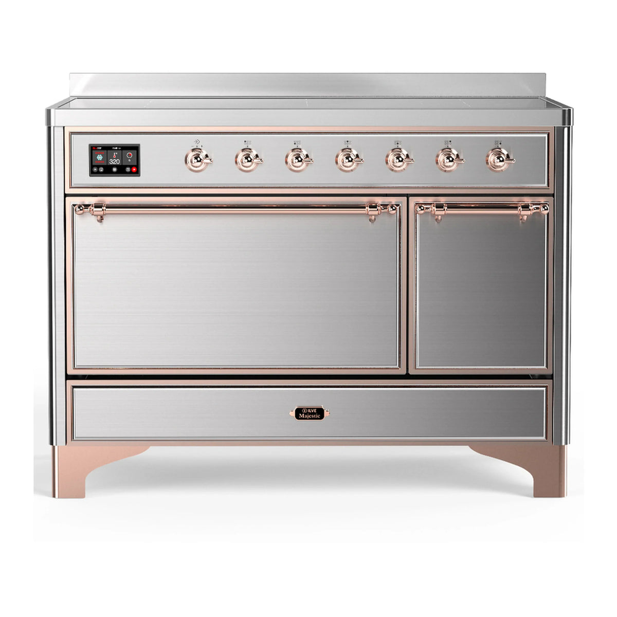 ILVE Majestic III 48-Inch Induction Range, 6 Elements, Solid Door Electric Oven, Stainless Steel with Copper Trim (UMIB48QNR3SSP)