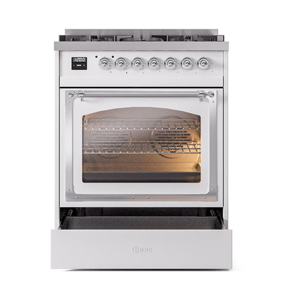 ILVE Nostalgie II Noblesse 30-Inch Propane Gas Dual Fuel Range with Triple Glass Door in Custom RAL with Chrome Trim (UN30NMPRACLP)
