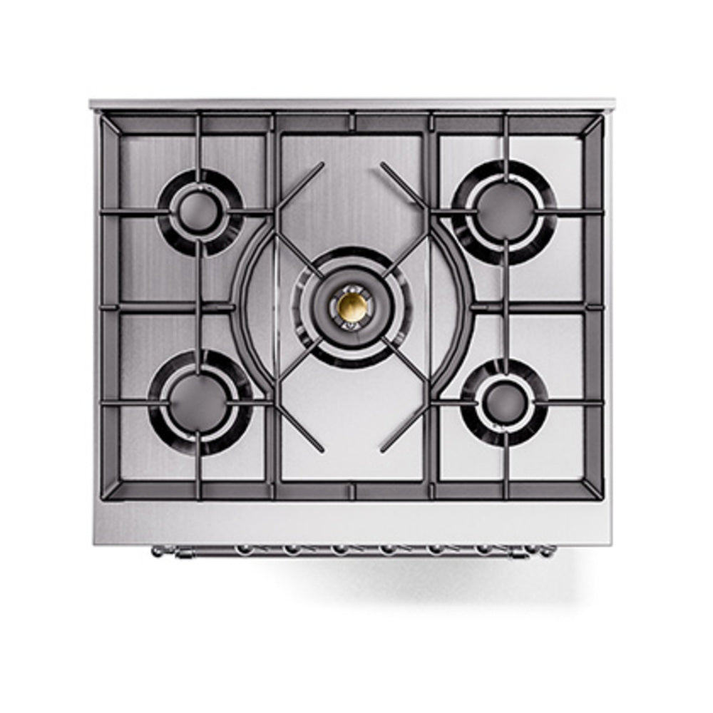 ILVE Nostalgie II Noblesse 30-Inch Propane Gas Dual Fuel Range with Triple Glass Door in Custom RAL with Chrome Trim (UN30NMPRACLP)