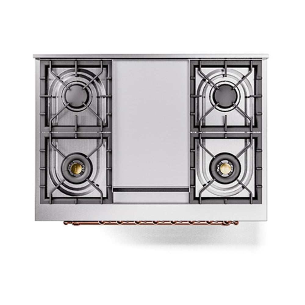 ILVE Nostalgie II Noblesse 36-Inch Natural Gas Dual Fuel Range and Triple Glass Door in Burgundy with Copper Trim (UN36FNMPBUP)