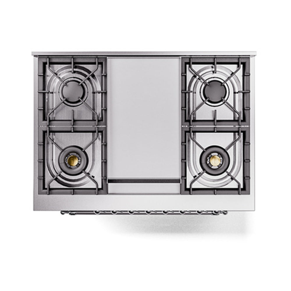 ILVE Nostalgie II Noblesse 36-Inch Propane Gas Dual Fuel Range and Solid Door Oven in Blue Grey with Chrome Trim (UN36FQNMPBGCLP)