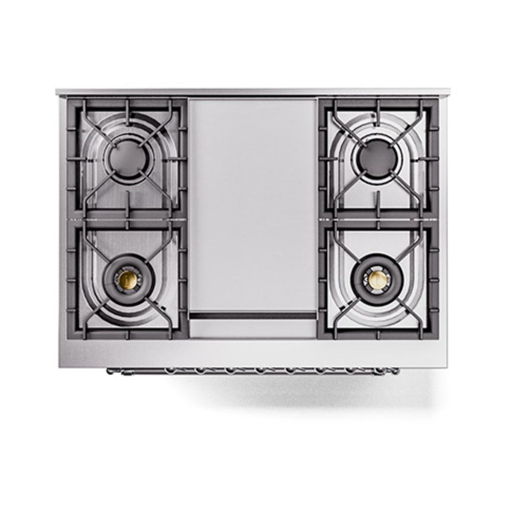 ILVE Nostalgie II Noblesse 36-Inch Natural Gas Dual Fuel Range and Solid Door Oven in Midnight Blue with Chrome Trim (UN36FQNMPMBC)