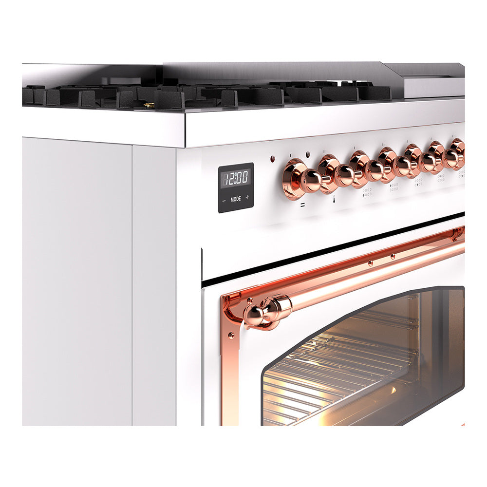ILVE Nostalgie II Noblesse 48-Inch Freestanding Natural Gas Dual Fuel Range in Custom RAL with Copper Trim (UN48FNMPRAP)