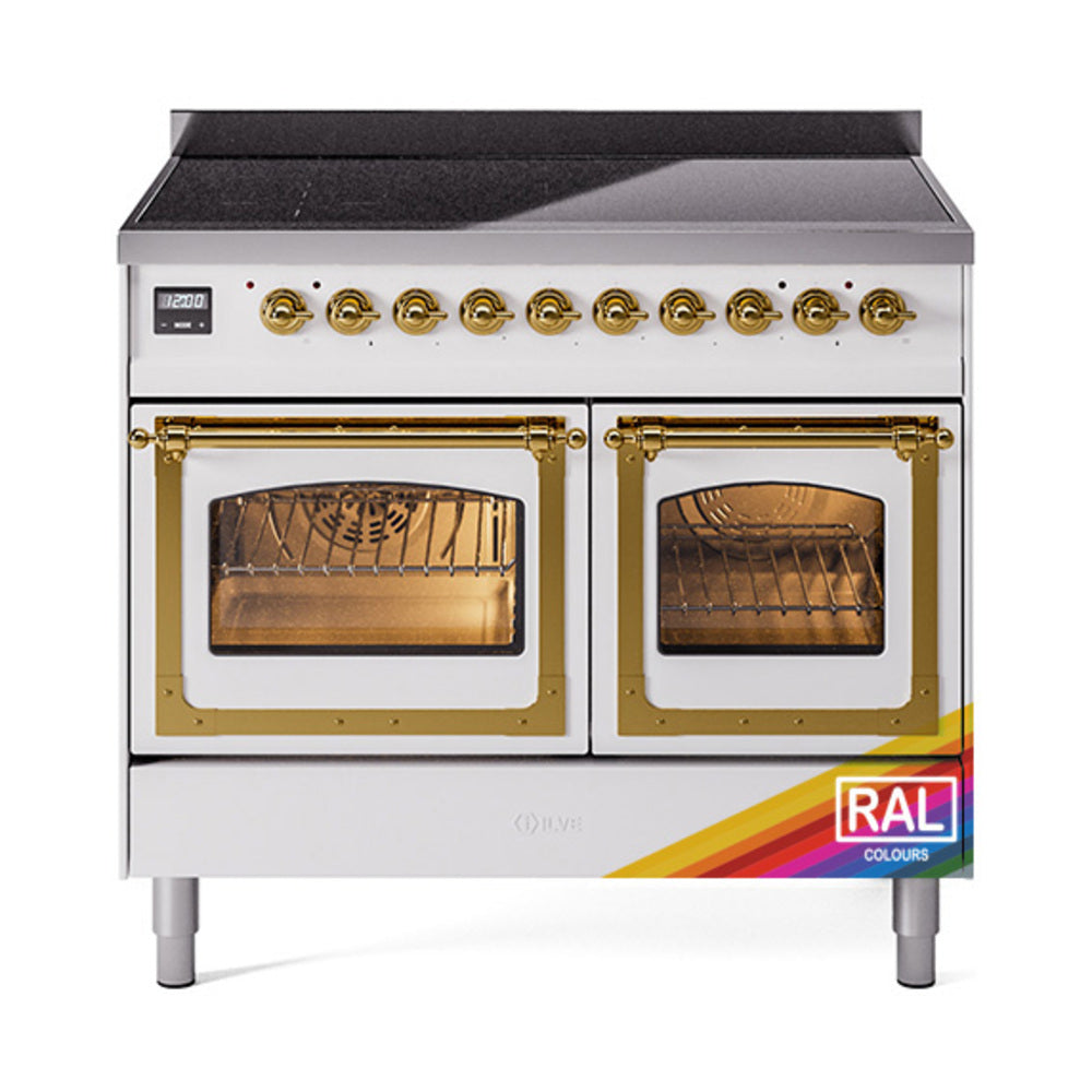 ILVE Nostalgie II Noblesse 40-Inch Induction Range, Triple Glass Door, Custom RAL with Brass Trim (UNDI406NMPRAG)