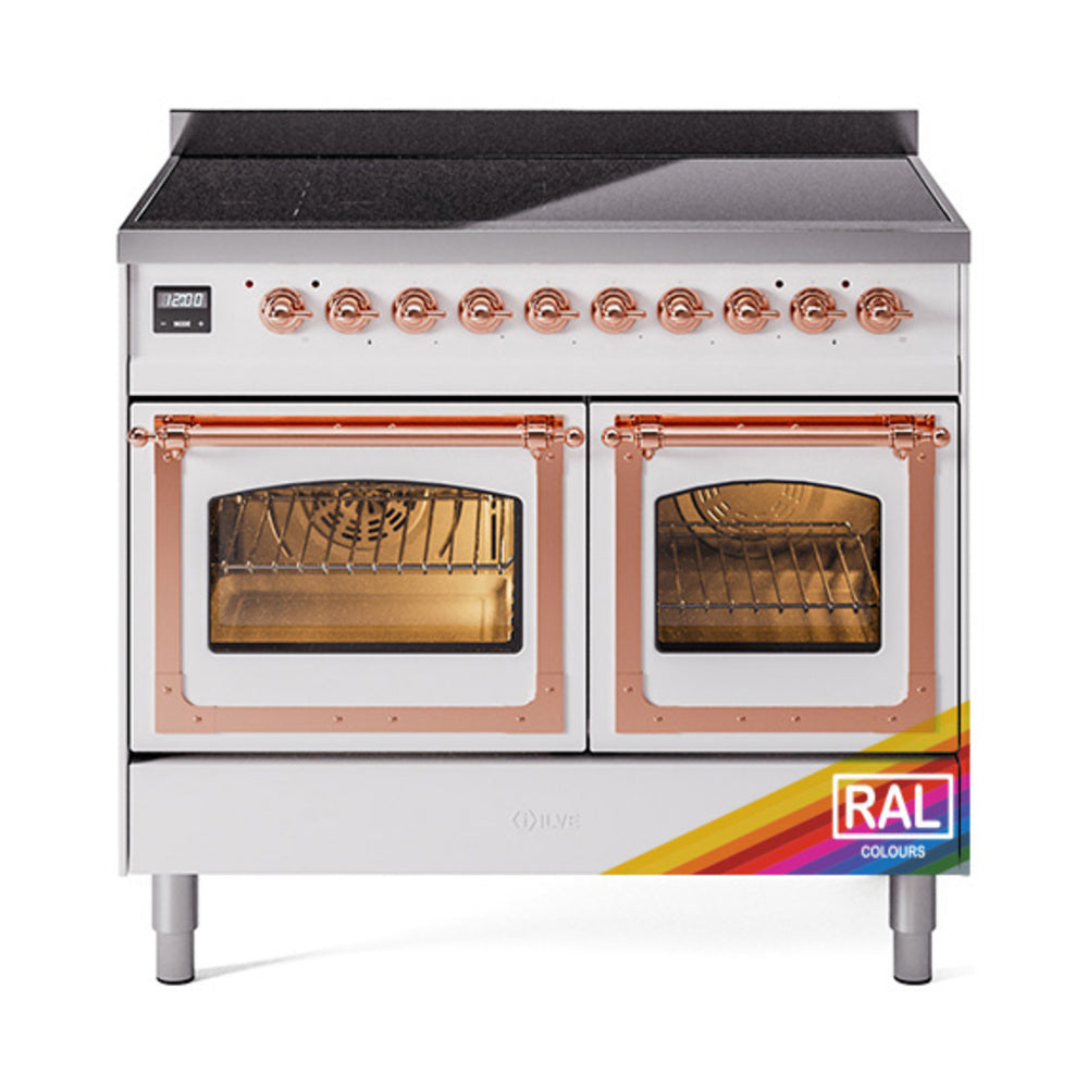 ILVE Nostalgie II Noblesse 40-Inch Induction Range, Triple Glass Door, Custom RAL with Copper Trim (UNDI406NMPRAP)