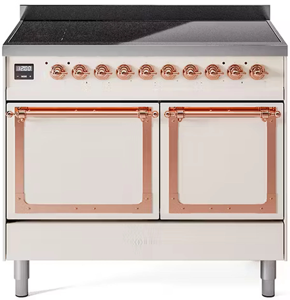 ILVE Nostalgie II Noblesse 40-Inch Induction Range, Solid Door Oven, Antique White with Copper Trim (UNDI406QNMPAWP)