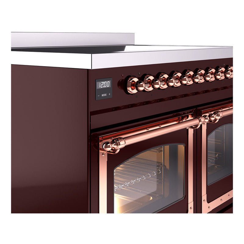 ILVE Nostalgie II Noblesse 40-Inch Induction Range, Solid Door Oven, Burgundy with Copper Trim (UNDI406QNMPBUP)