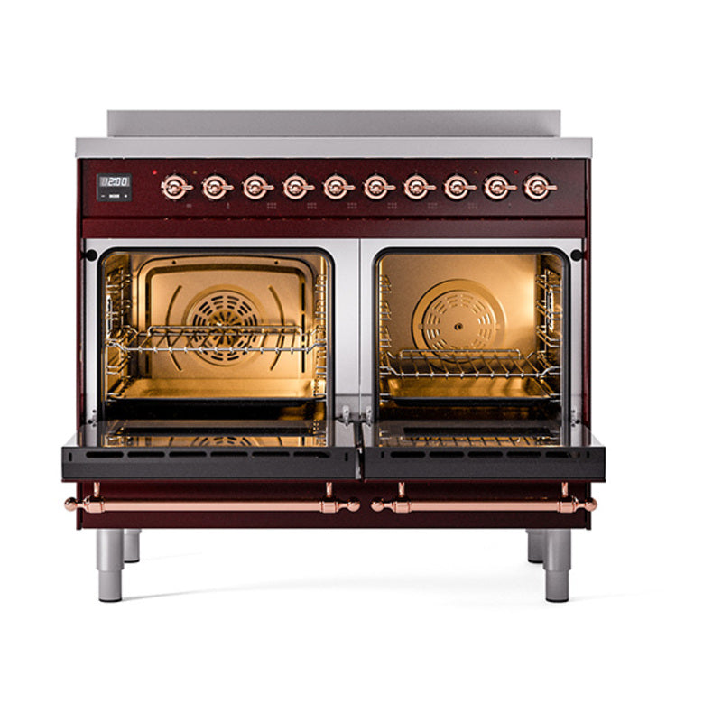 ILVE Nostalgie II Noblesse 40-Inch Induction Range, Solid Door Oven, Emerald Green with Copper Trim (UNDI406QNMPEGP)