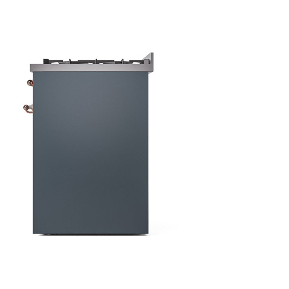 ILVE Nostalgie II 30-Inch Freestanding Natural Gas Dual Fuel Range in Blue Grey with Copper Trim (UP30NMPBGP)