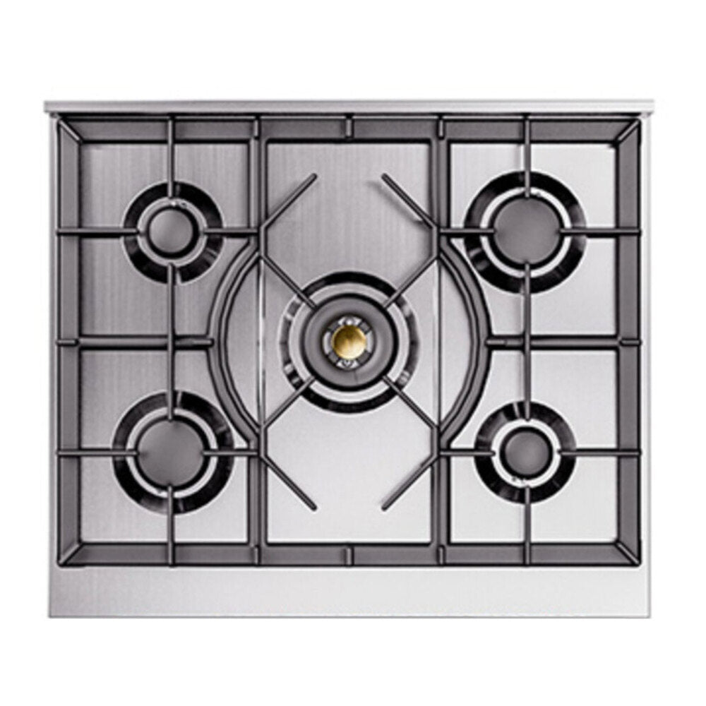 ILVE Nostalgie II 30-Inch Freestanding Natural Gas Dual Fuel Range in Mediterranean Mint with Brass Trim (UP30NMPMMG)