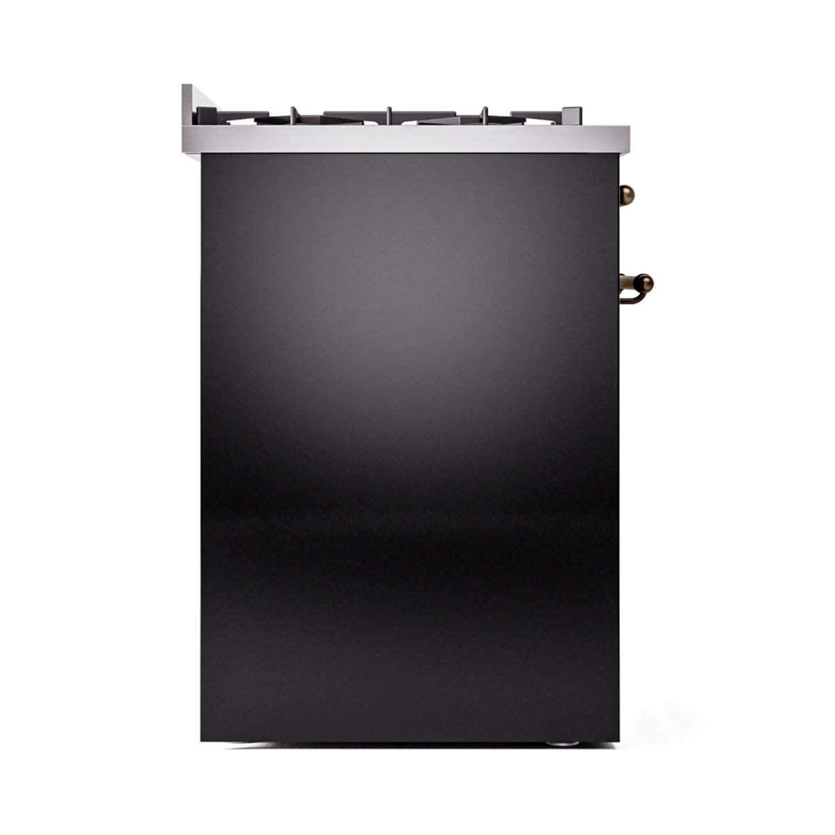 ILVE Nostalgie II 30-Inch Freestanding Natural Gas Dual Fuel Range in Glossy Black with Burnished Bronze Trim (UP30NMPBKB)