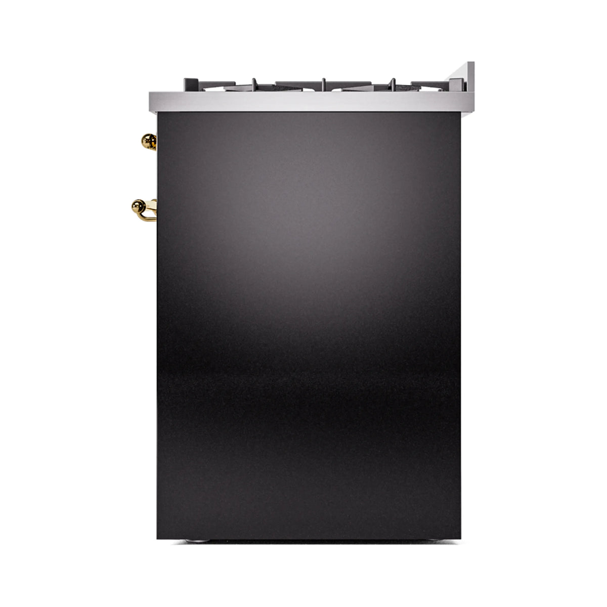 ILVE Nostalgie II 30-Inch Dual Fuel Freestanding Range in Glossy Black with Brass Trim (UP30NMPBKGLP)