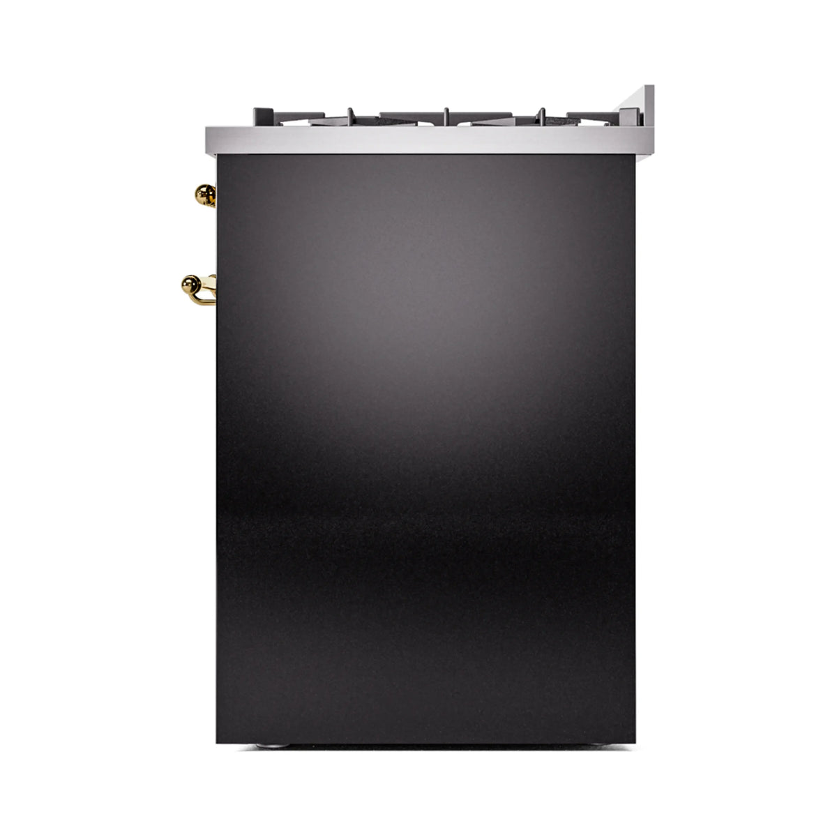 ILVE Nostalgie II 30-Inch Freestanding Natural Gas Dual Fuel Range in Glossy Black with Brass Trim (UP30NMPBKG)
