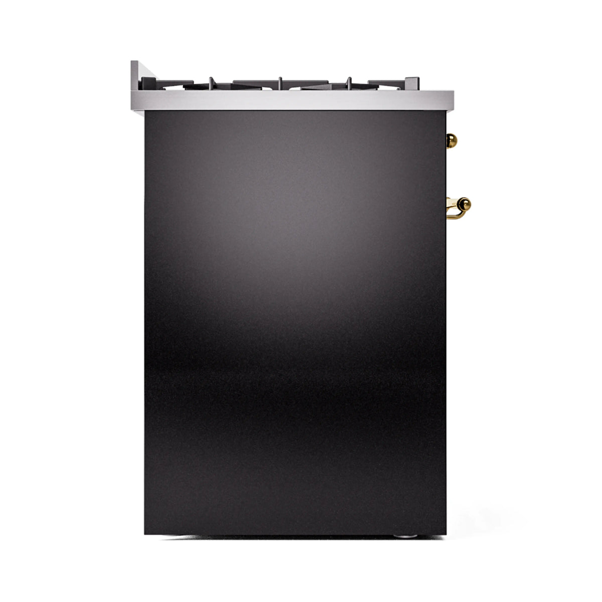 ILVE Nostalgie II 30-Inch Dual Fuel Freestanding Range in Glossy Black with Brass Trim (UP30NMPBKGLP)