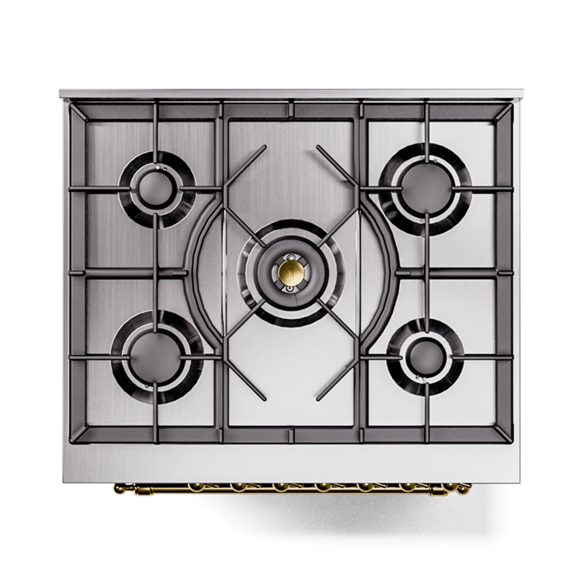 ILVE Nostalgie II 30-Inch Dual Fuel Freestanding Range in Glossy Black with Brass Trim (UP30NMPBKGLP)