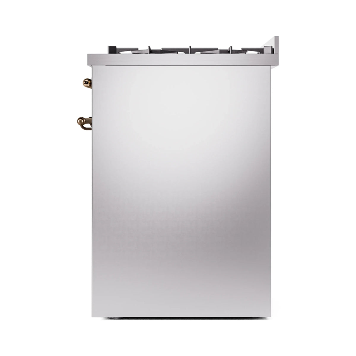 ILVE Nostalgie II 30-Inch Freestanding Natural Gas Dual Fuel Range in Stainless Steel with Burnished Bronze Trim (UP30NMPSSB)