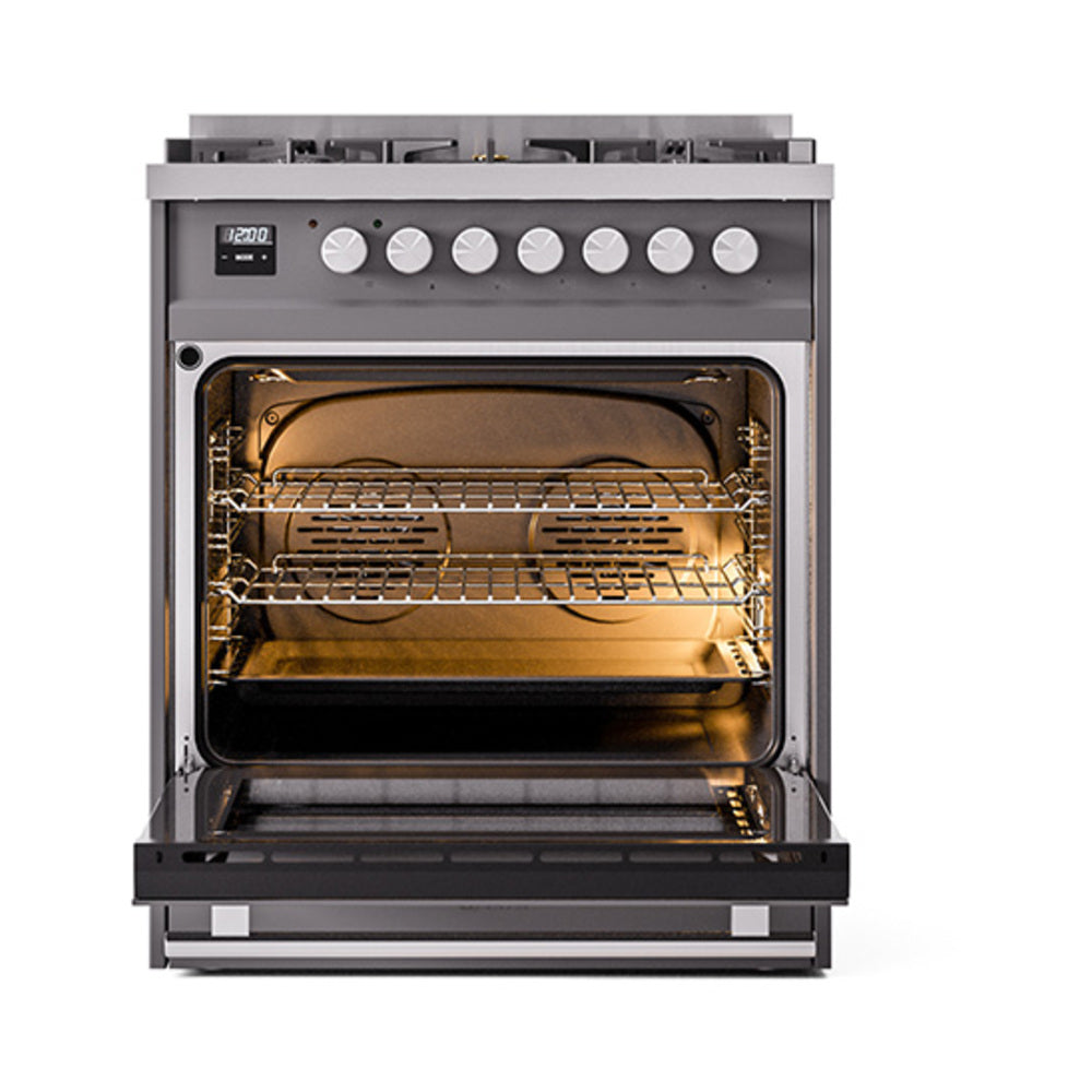 ILVE Professional Plus II 30-Inch Propane Gas Dual Fuel Range, Solid Door, Matte Graphite (UP30QMPMGLP)