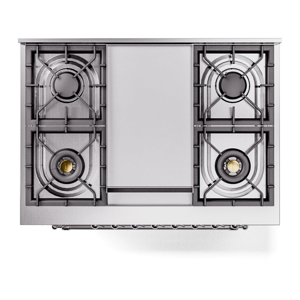 ILVE Nostalgie II 36-Inch Dual Fuel Freestanding Range in Blue Grey with Chrome Trim (UP36FNMPBGCLP)