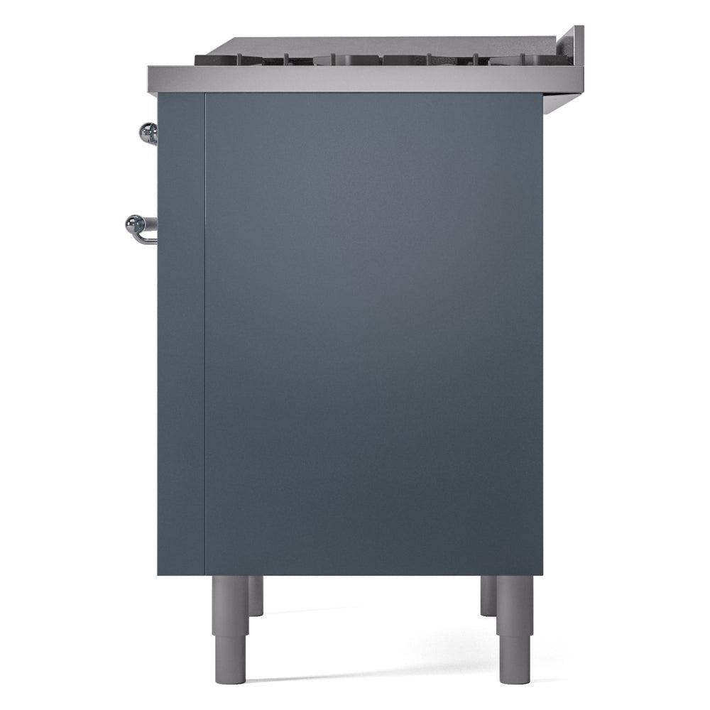 ILVE Nostalgie II 36-Inch Dual Fuel Freestanding Range in Blue Grey with Chrome Trim (UP36FNMPBGCLP)