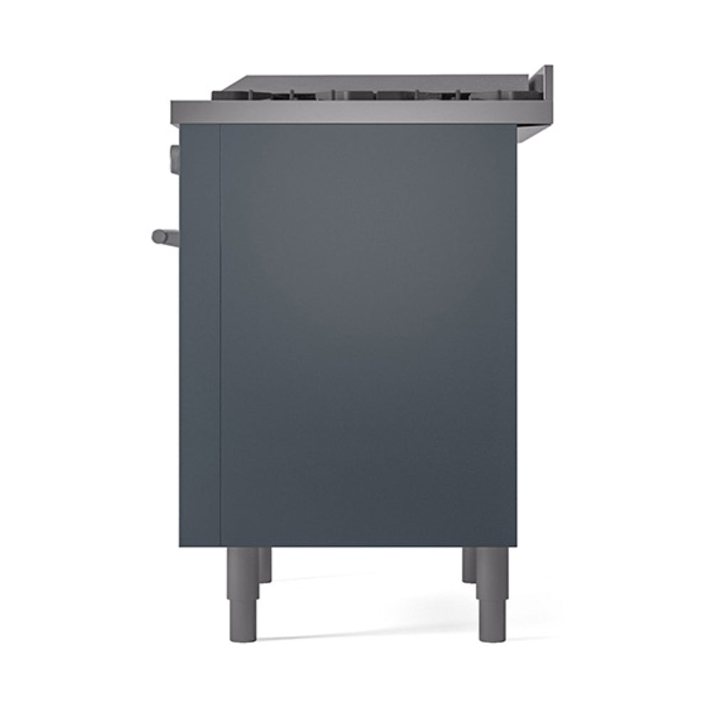 ILVE 36-Inch Professional Plus II Propane Gas Dual Fuel Range with 6 Burners and Solid Door Oven in Blue Grey (UP36FQMPBGLP)