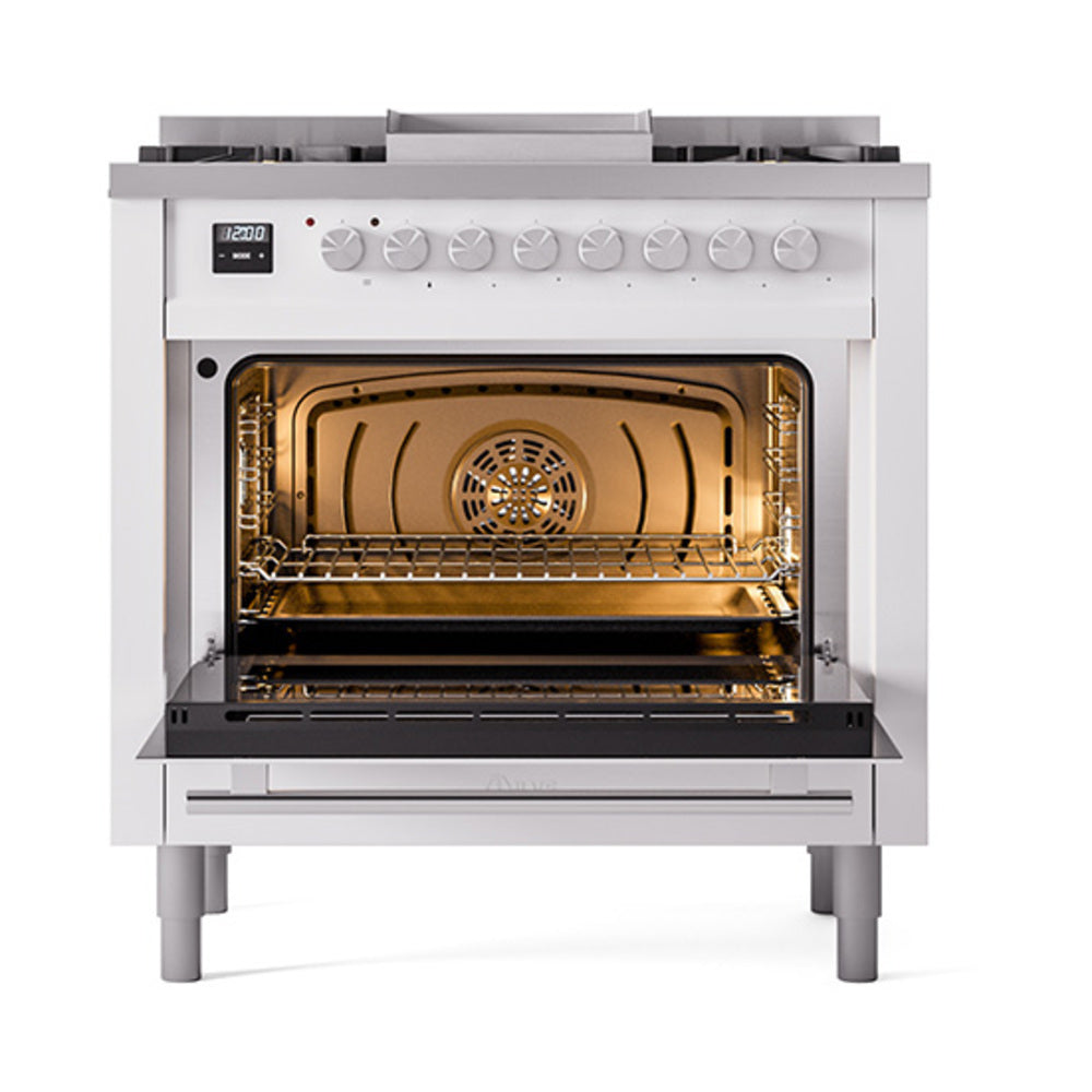 ILVE 36-Inch Professional Plus II Propane Gas Dual Fuel Range with 6 Burners and Solid Door Oven in RAL (UP36FQMPRALP)