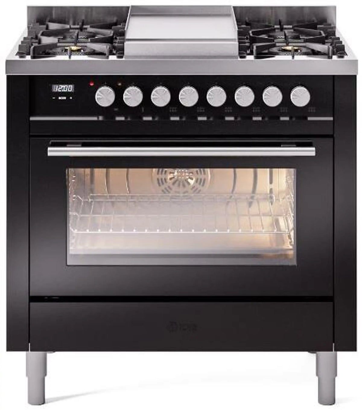 ILVE 36-Inch Professional Plus II Freestanding Propane Gas Dual Fuel Range with 6 Sealed Burner in Black (UP36FWMPBKLP)
