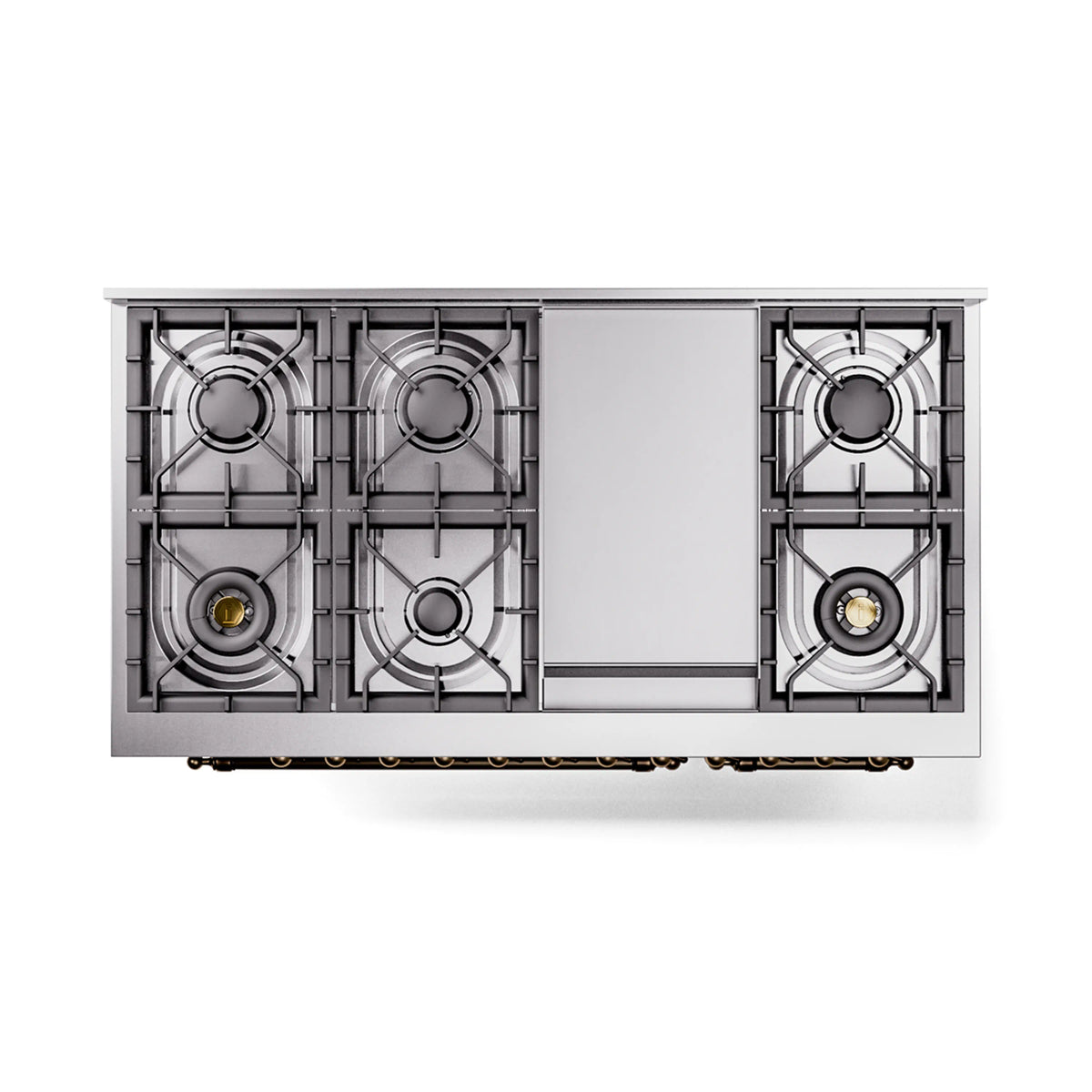 ILVE Nostalgie II Noblesse 48-Inch Dual Fuel Freestanding Range in Stainless Steel with Burnished Bronze Trim (UN48FNMPSSBLP)