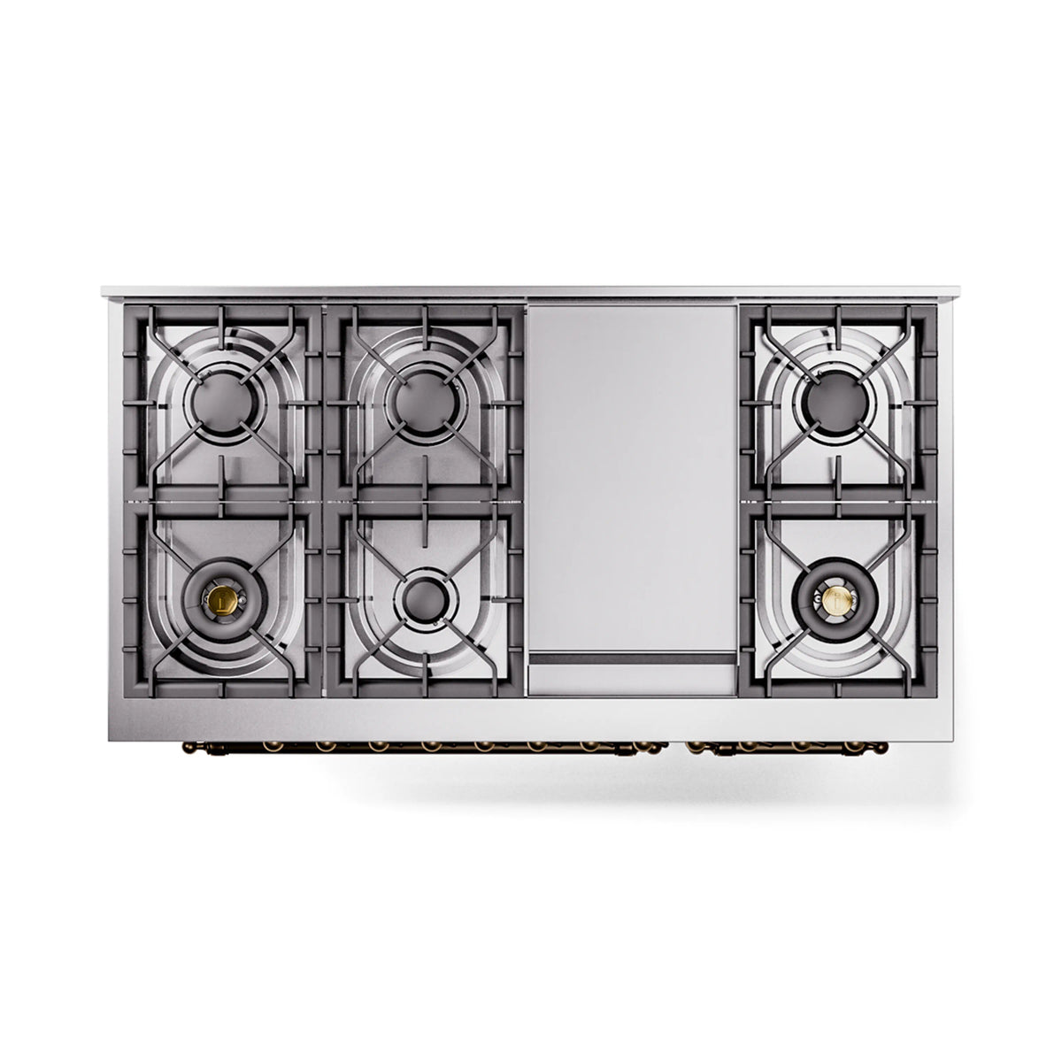 ILVE Nostalgie II Noblesse 48-Inch Dual Fuel Freestanding Range in White with Burnished Bronze Trim (UN48FNMPWHBLP)