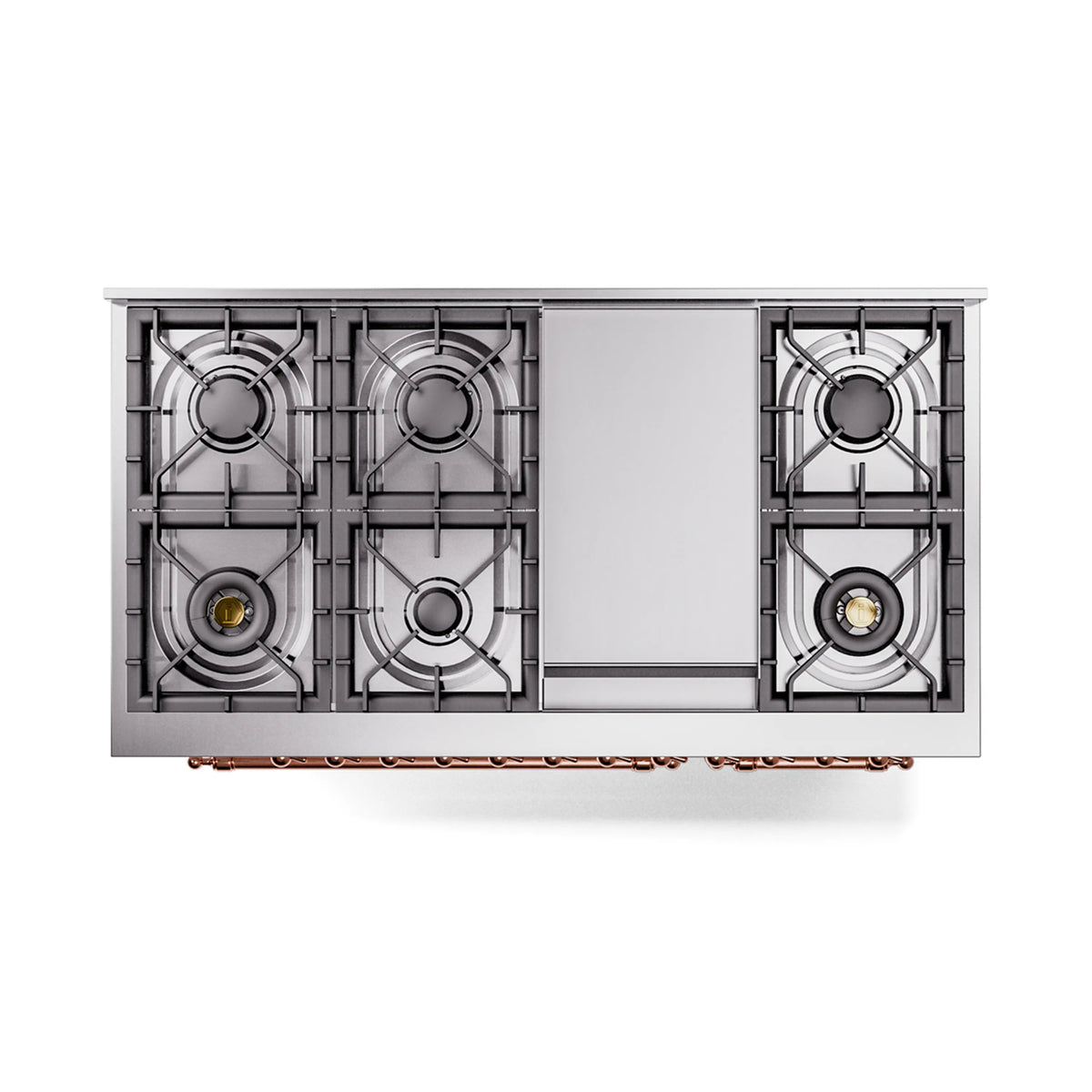 ILVE Nostalgie II Noblesse 48-Inch Dual Fuel Freestanding Range in White with Copper Trim (UN48FNMPWHPLP)