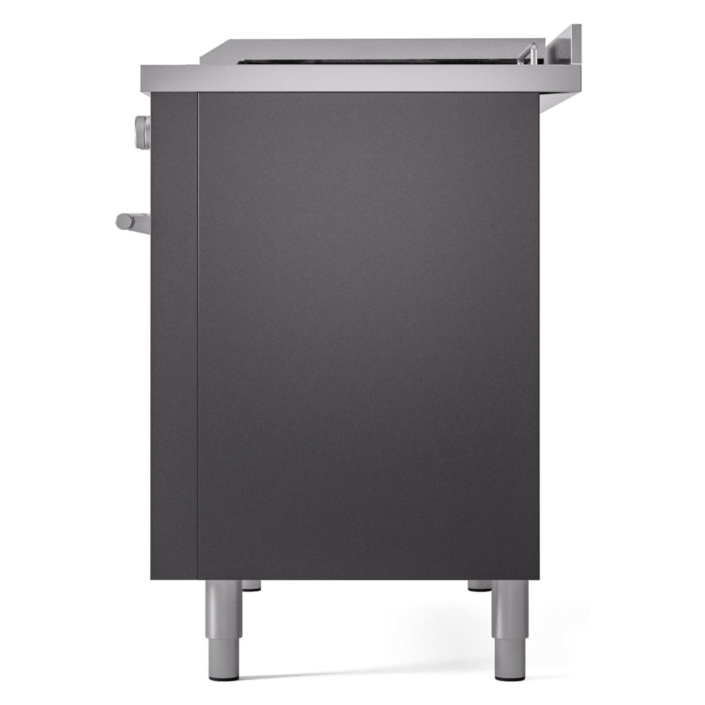 ILVE Professional Plus II 48-inch Propane Gas Dual Fuel Range with 5 Burners, Griddle, & French Top with Triple Glass Door Oven in Matte Graphite (UP48FSWMPMGLP)