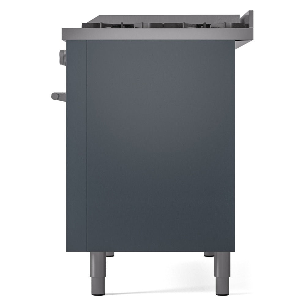 ILVE 48-Inch Professional Plus II Freestanding Propane Gas Dual Fuel Range with 8 Sealed Burner in Blue Grey (UP48FWMPBGLP)