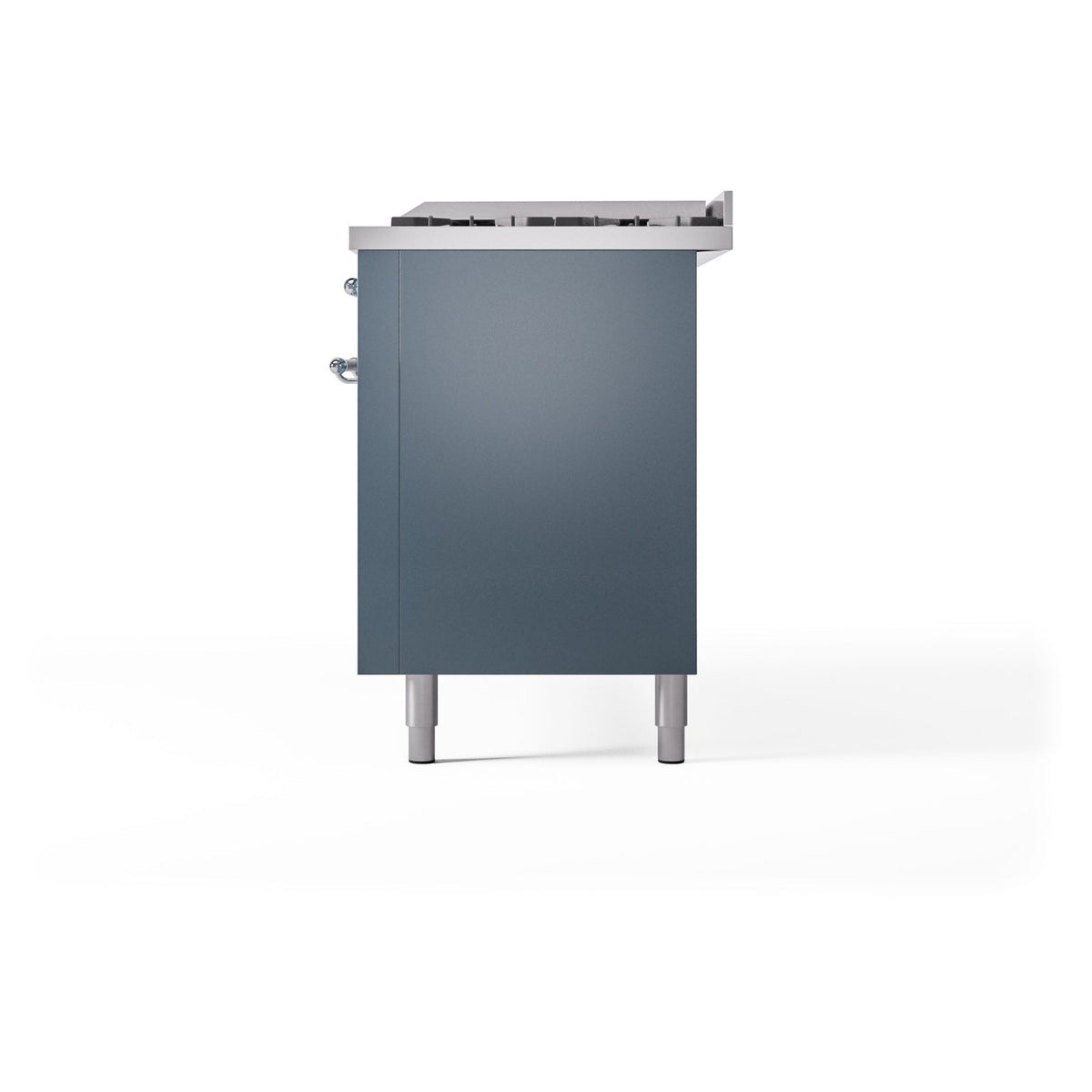 ILVE Nostalgie II 60-Inch Dual Fuel Freestanding Range in Blue Grey with Chrome Trim (UP60FNMPBGCLP)