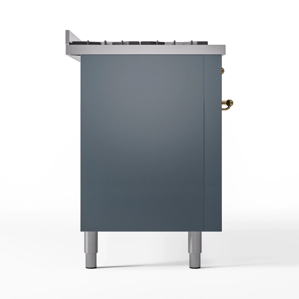 ILVE Nostalgie II 60-Inch Dual Fuel Freestanding Range in Blue Grey with Brass Trim (UP60FNMPBGGLP)