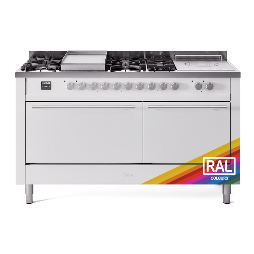 ILVE Professional Plus II 60-Inch Propane Dual Fuel Range, 7 Burners, Griddle, French Top, Solid Door, RAL (UP60FSQMPRALP)