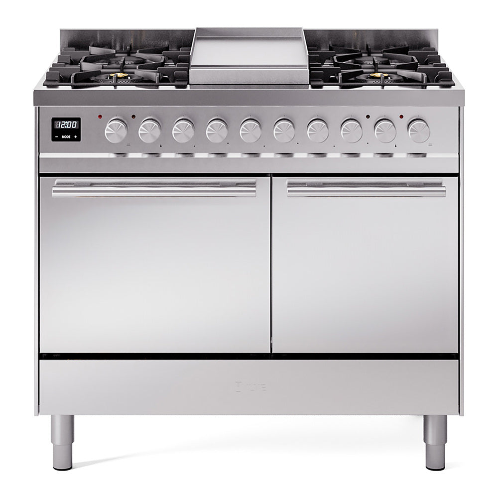 ILVE Professional Plus II 40-Inch Natural Gas Dual Fuel Range, Solid Door, Stainless Steel (UPD40FQMPSS)