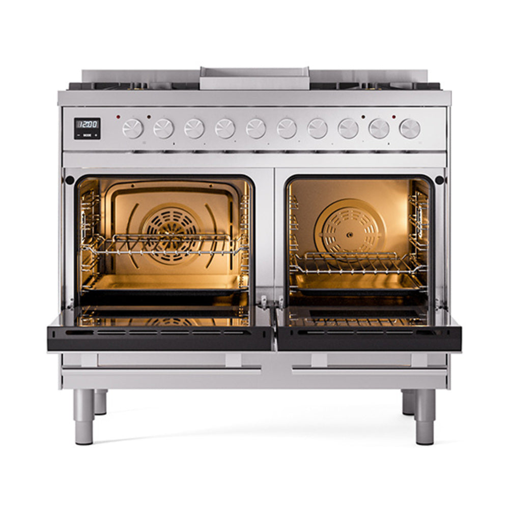 ILVE Professional Plus II 40-Inch Natural Gas Dual Fuel Range, Solid Door, Stainless Steel (UPD40FQMPSS)