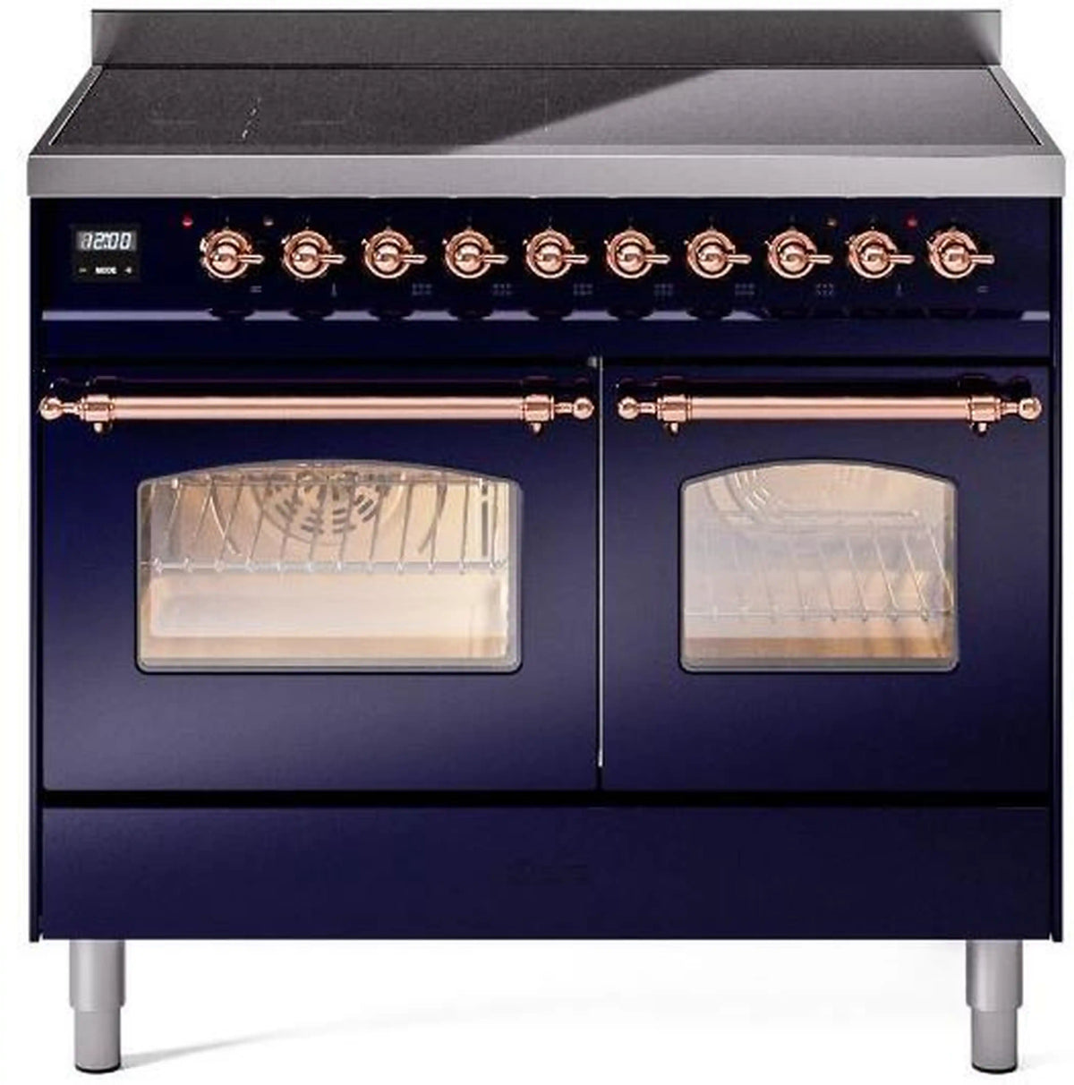 ILVE Nostalgie II 40-Inch Freestanding Electric Induction Range, Midnight Blue with Copper Trim (UPDI406NMPMBP)