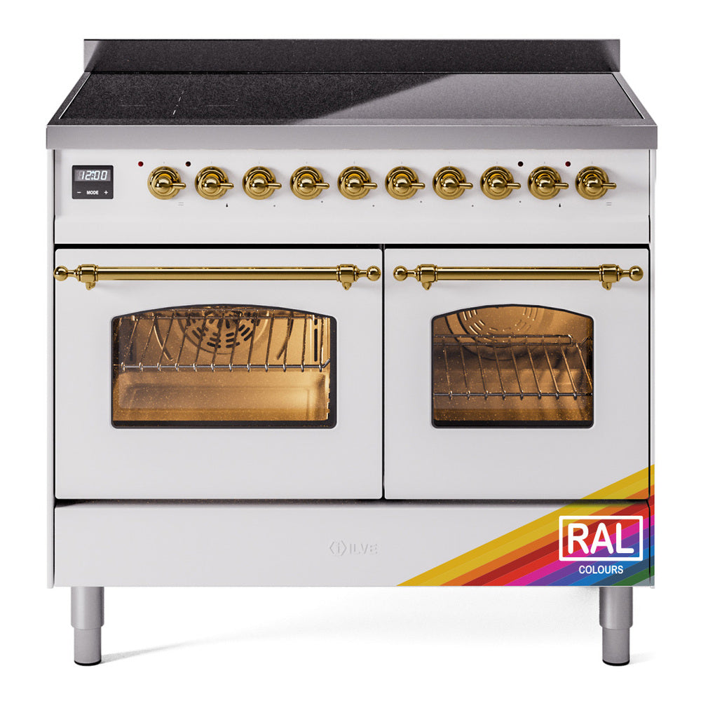 ILVE Nostalgie II 40-Inch Freestanding Electric Induction Range, Custom RAL with Brass Trim (UPDI406NMPRAG)