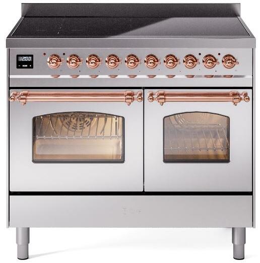 ILVE Nostalgie II 40-Inch Freestanding Electric Induction Range, Stainless Steel with Copper Trim (UPDI406NMPSSP)