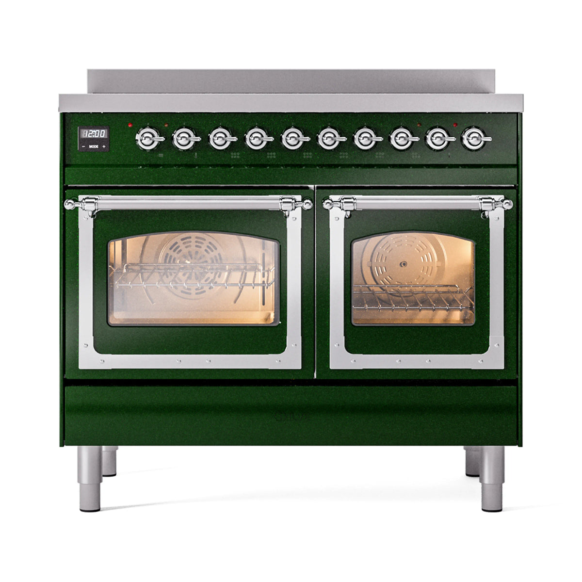 ILVE Nostalgie II Noblesse 40-Inch Induction Range, Triple Glass Door, Emerald Green with Chrome Trim (UNDI406NMPEGC)
