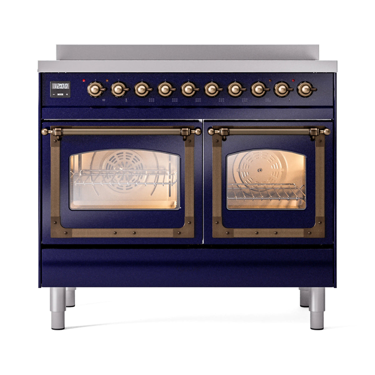 ILVE Nostalgie II Noblesse 40-Inch Induction Range, Triple Glass Door, Midnight Blue with Burnished Bronze Trim (UNDI406NMPMBB)