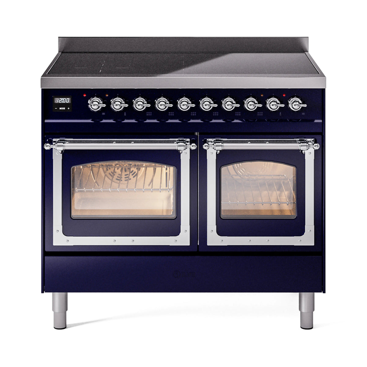 ILVE Nostalgie II Noblesse 40-Inch Induction Range, Triple Glass Door, Midnight Blue with Chrome Trim (UNDI406NMPMBC)