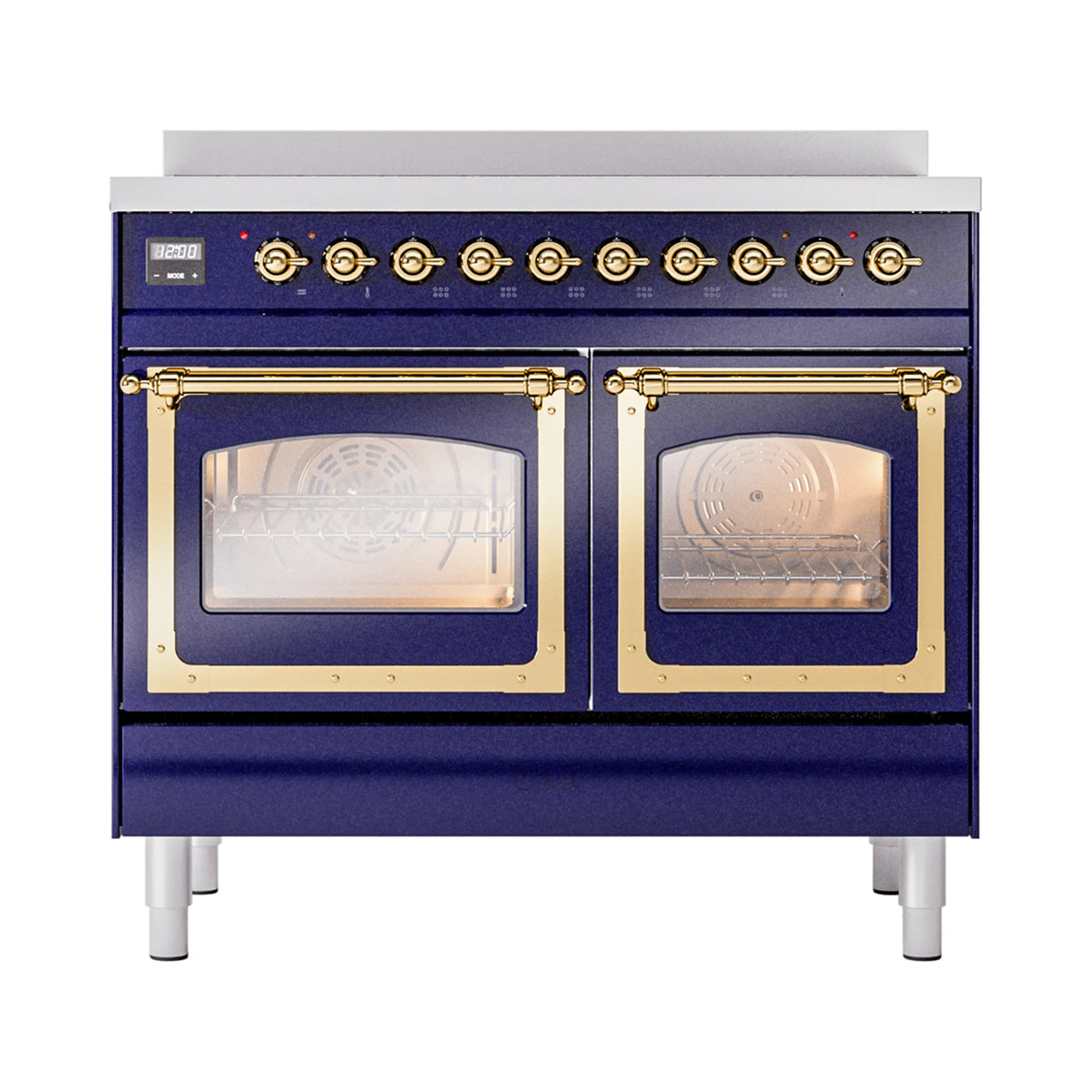 ILVE Nostalgie II Noblesse 40-Inch Induction Range, Triple Glass Door, Midnight Blue with Brass Trim (UNDI406NMPMBG)